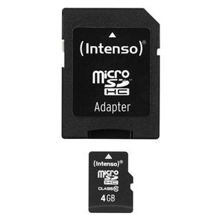 mSDHC 4GB Class10 + Adapter INTENSO SPEICHERKARTE 3413450, Kapazität: 4GB