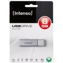 USB Drive 2.0 Alu 8GB silber INTENSO USB STICK 3521462, Kapazität: 8GB