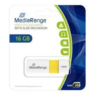 Flash Drive 16GB yellow MediaRange USB2.0 Stick, Kapazität: 16GB
