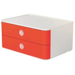 SMART-BOX ALLISON Schubladenbox - stapelbar, 2 Laden, weiß/rot