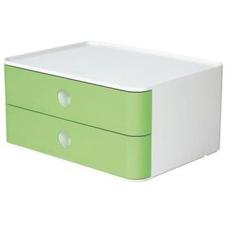 SMART-BOX ALLISON Schubladenbox - stapelbar, 2 Laden, weiß/hellgrün