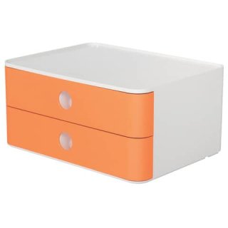 SMART-BOX ALLISON Schubladenbox - stapelbar, 2 Laden, weiß/apricot orange
