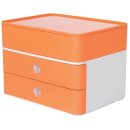 Schubladen/-Utensilienbox,stapelbar, 2 Laden, weiß/apricot orange