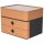 Schubladen/-Utensilienbox- stapelbar, 2 Laden, grau/caramel braun