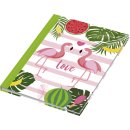 Notizbuch Flamingo grün - A5, Pünktchenlineatur, 96 Blatt