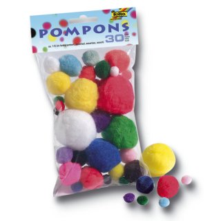 Pompons - Ø 1-5 cm, farbig sortiert, 30 Stück