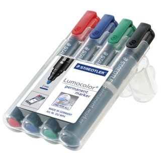 Permanentmarker Lumocolor® 352, nachfüllbar, STAEDTLER Box mit 4 Farben
