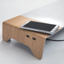 Monitorständer smartstyle-52x8x25 cm,Acryl metallic,USB + Induktionsladegerät