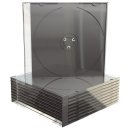 CD-Leerhülle, schmal, für 1 Disc, 5.2mm, maschinenfähig, schwarzes Tray