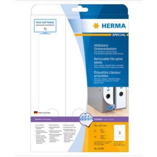 HERMA Ordnerrücken-Etiketten weiß 59x297 mm ablösbar Papier matt 75 St.