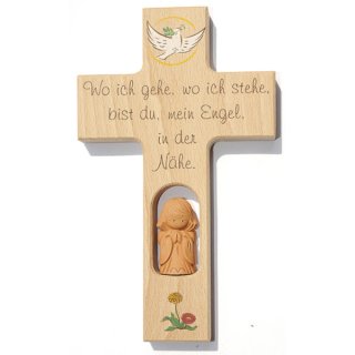 Kinderkreuz  "wo ich gehe…" - Holz, 20 cm