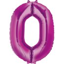 Folienballon Zahl 0 - rosa