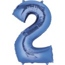 Folienballon Zahl 2 - blau