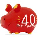 Spardose Schwein "40 Happy Birthday" - Keramik,...