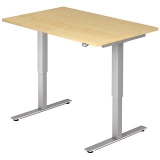 Sitz-Steh-Schreibtisch mit T-Fuß-120x72-119x80 cm,elektr. höhenverstellbar,Ahorn