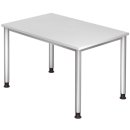 Schreibtisch 4-Fuß-Gestell r-120 x 68-76 x 80 cm, höhenverstellbar, Weiß/Silber