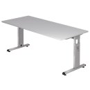 Schreibtisch C-Fuß-180x65-85x80cm,höhenverst.,Grau/Silber,mit Montageservice