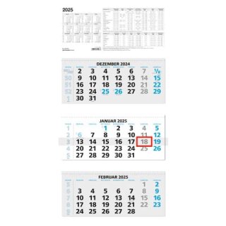 Zettler 3-Monats-Wandkalender 953 - 32 x 70 cm, schwarz/blau