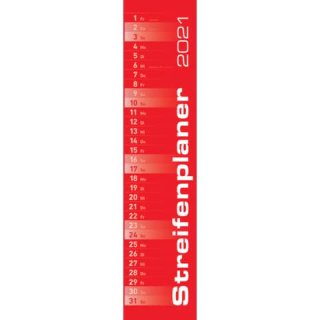 Alpha Edition Streifenplaner - grau/rot, 1 Monat / 1 Seite, 11,3 x 49,5 cm