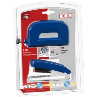 Novus® Heftgerät E15 + Locher E210 blau