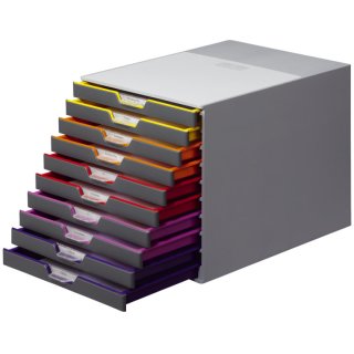 DURABLE Schubladenbox VARICOLOR® 10, DIN A4, C4, 10 farbige Schubladen