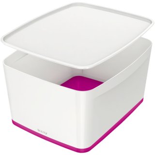 5216 Aufbewahrungsbox MyBox Groß - A4, mit Deckel, ABS, weiß/pink