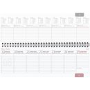 Tischquerkalender - 1 Woche / 2 Seite, 29,7 x 13,5 cm, silber