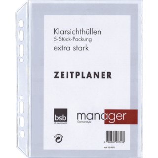 Ersatzhülle "Manager" - A5, 5er Pack, extra stark