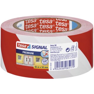 tesapack Signal Markierungs- und Warnklebeband, rot-weiß, 66m x 50mm