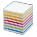 Notizbox glasklar - 9,5x9,5x9,5cm, Papier: weiß /...