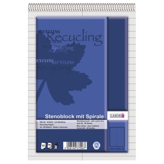 Stenoblock RCP - recycling 60 g/qm, A5, liniert mit roter Mittellinie, 40 Blatt
