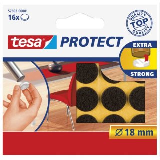 tesa Protect Filzgleiter, rund, braun, 16 Stück, Durchmesser: 18mm