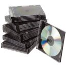 CD-Boxen Standard-Slim Line für 1 CD/DVD,transparent/schwarz,Packung mit 25 Stk