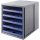 Schubladenbox SCHRANK-SET KARMA - A4/C4, 5 offene Schubladen, grau-&ouml;ko-blau