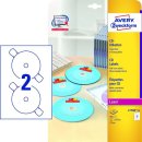 Avery Zweckform® L7760-25 CD-Etiketten SuperSize, 117 mm, 25 Blatt/50 Etiketten, weiß