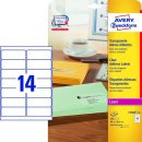 Avery Zweckform® L7563-25 Adress-Etiketten, 99,1 x 38,1 mm, 25 Blatt/350 Etiketten, transparent