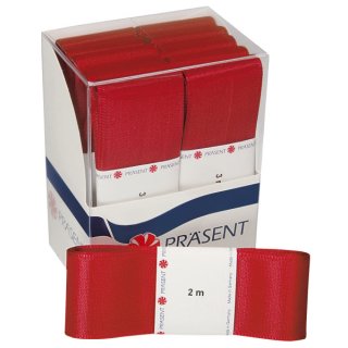 PRÄSENT Seidenband - 40 mm x 3 m, rot