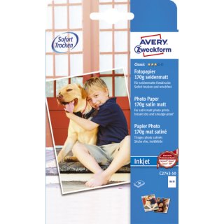 Avery Zweckform® C2743-50 Classic Inkjet Fotopapier, 10x15, einseitig beschichtet - seidenmatt, 170 g/m², 50 Blatt